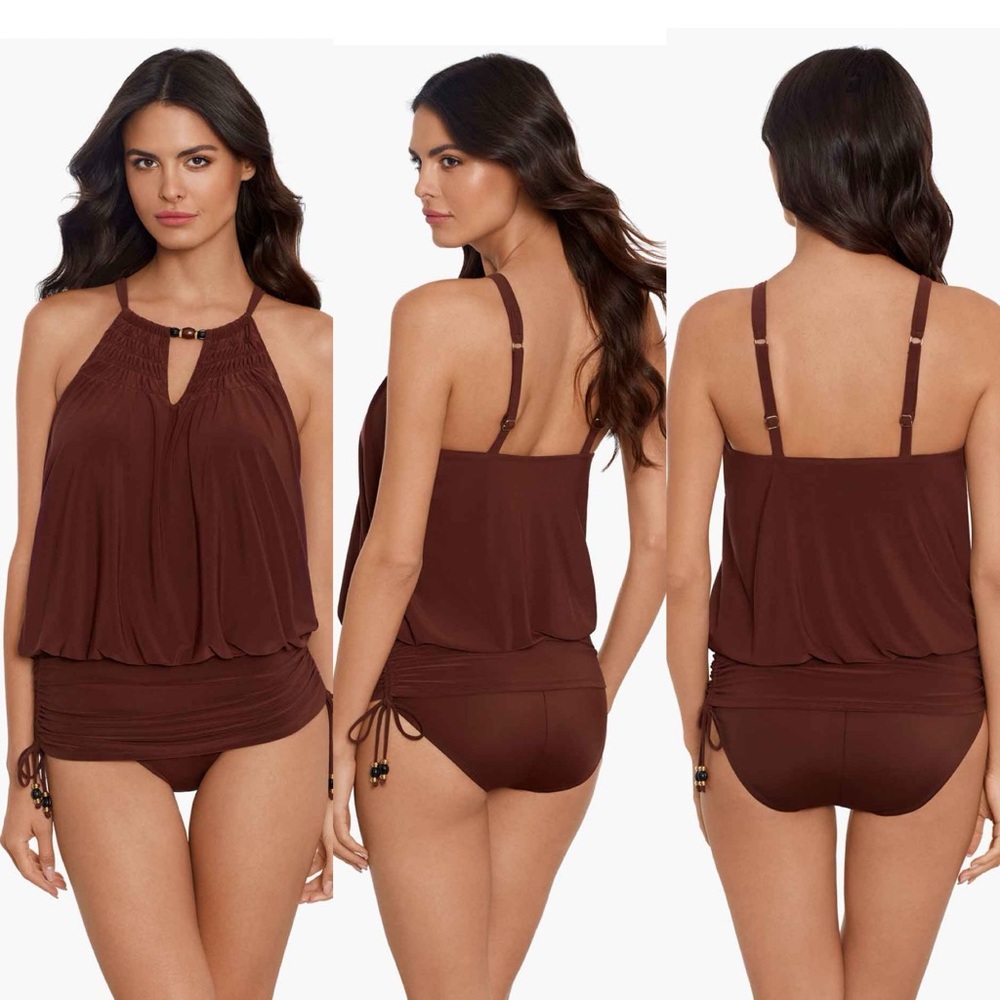 Magicsuit Shanice One Piece‎ Swim Suit Womens Size 16 Chestnut Brown Beads NWOT
